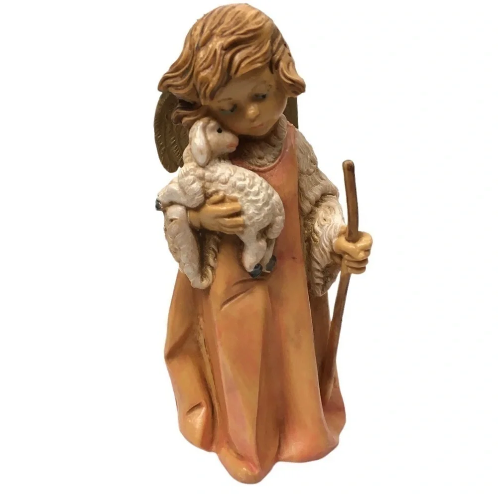 VINTAGE 90s Fontanini Nativity Figurine #662 Little Angel Shepherd Lamb 1993